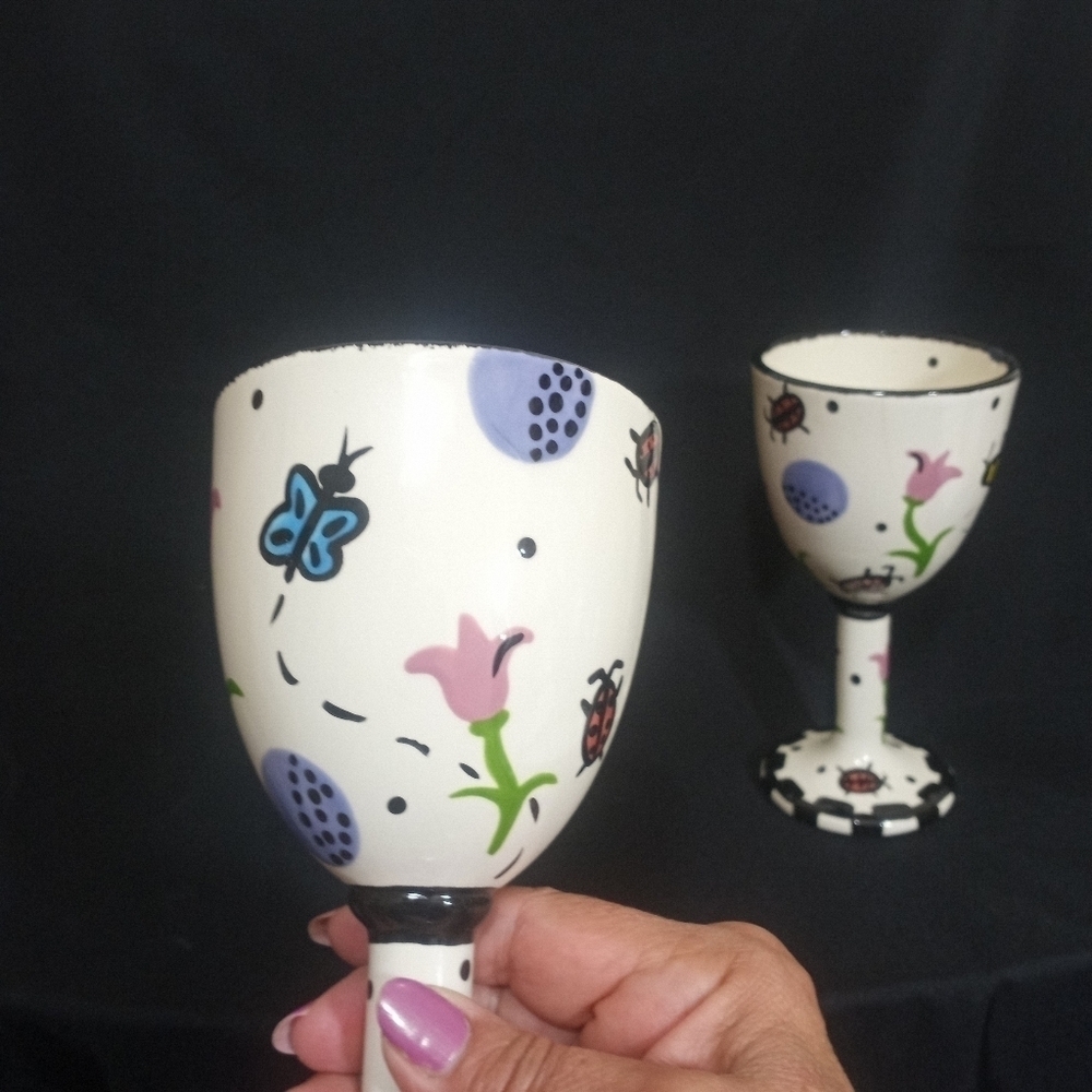 Two Hand Painted Goblets by Bette Abrams Made in the USA - Picture 13 of 13
